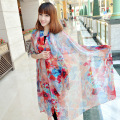 Пользовательский красный Silk Crepe Georgette X-Large Beach Dress Scarf